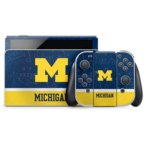 University of Michigan Jersey Split Nintendo Switch OLED (2021) Skin